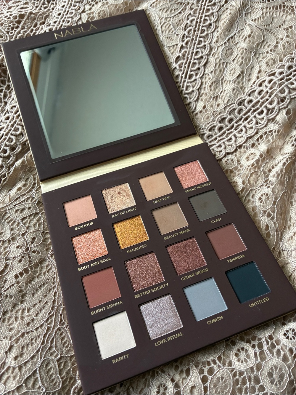 Nabla Multi-Colored Eyeshadow Palette - Warm Neutrals & Pops of Blue/Gold